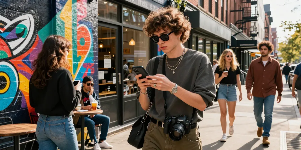 Person engaged in vibrant urban lifestyle, showcasing erome leaks fashion sense amidst city excitement