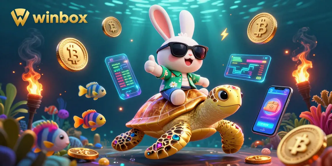 Enjoy thrilling games at winbox with a lucky rabbit and a golden sea turtle celebrating 3D casino fun.