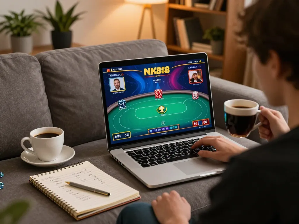 Engaging online poker game session at NK88 chính thức shows player immersed in gameplay.