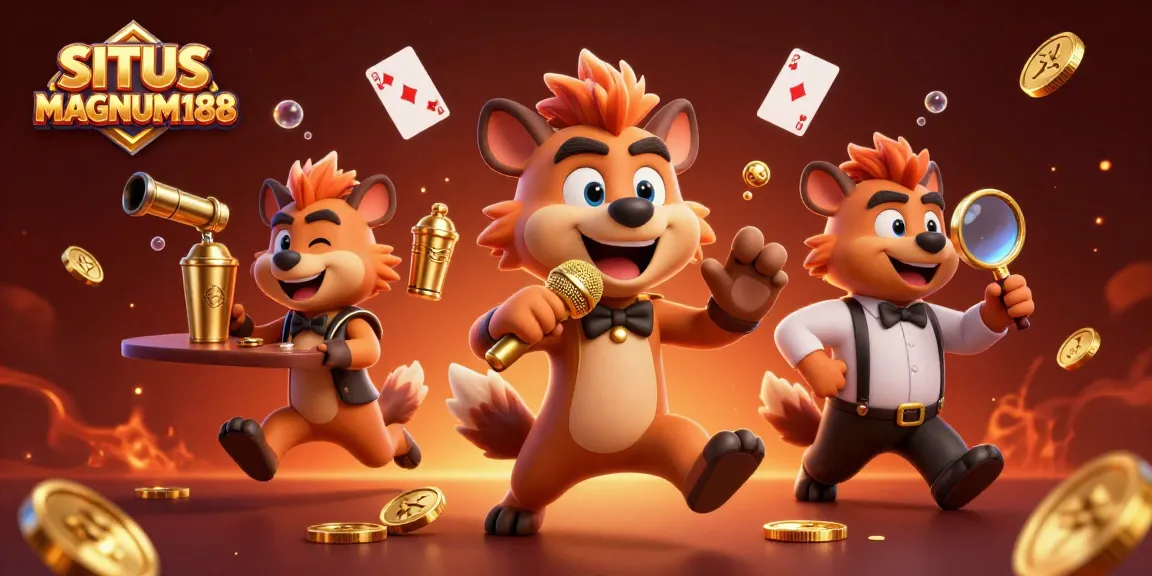 SITUS MAGNUM188 showcases dynamic hyenas in a comedy casino club, mixing drinks and performing comedy