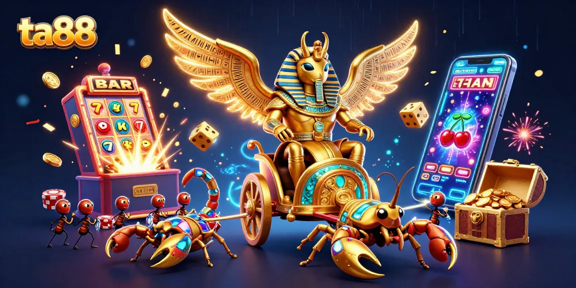 Engage with exciting ta88 games featuring a golden scarab beetle and thrilling casino elements.