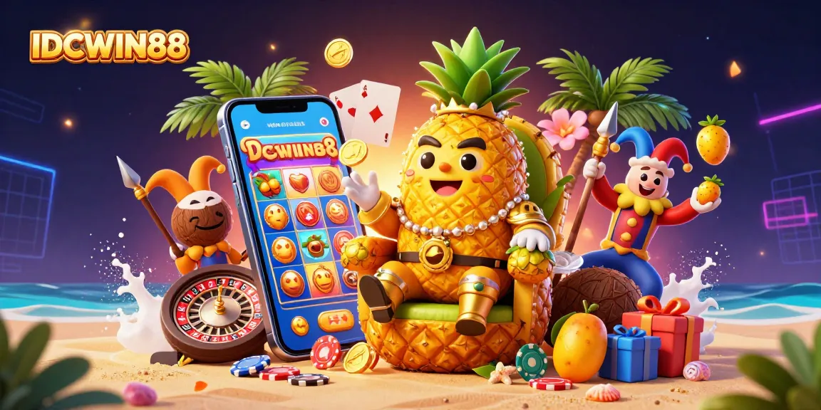 Engage with exciting slot action at IDCWIN88, featuring vibrant golden coins and a captivating game.