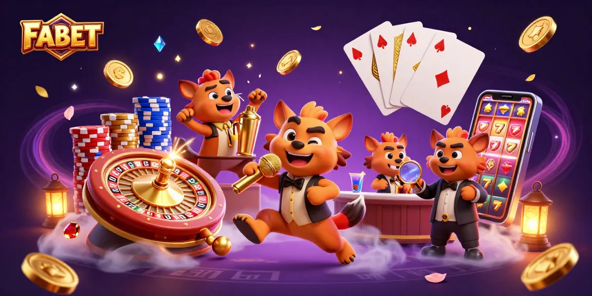 Experience FABET’s vibrant casino scene with hyenas in a comedy club, rich with gaming excitement.
