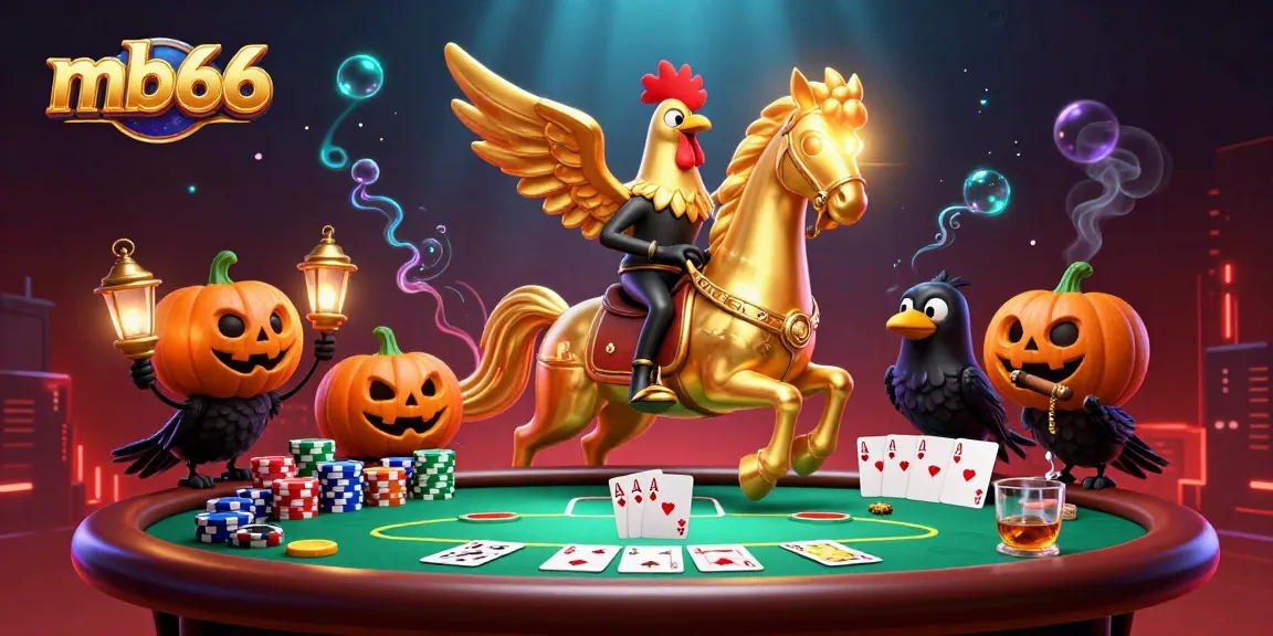 Engage in excitement with mb66's thrilling casino adventure featuring a golden rooster and poker action.