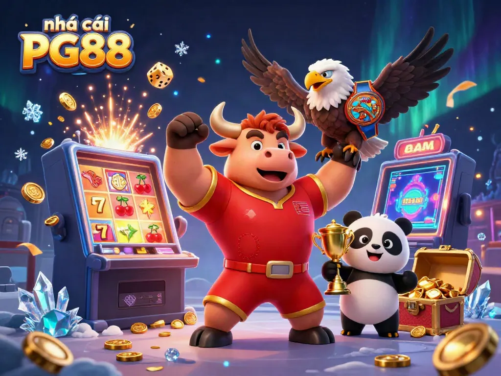 Witness the excitement of nhà cái PG88 with a 3D illustration showcasing a vibrant casino scene.