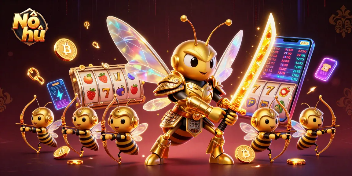 Nổ hũ slot action featuring a vibrant scene with the golden hornet samurai and crypto elements