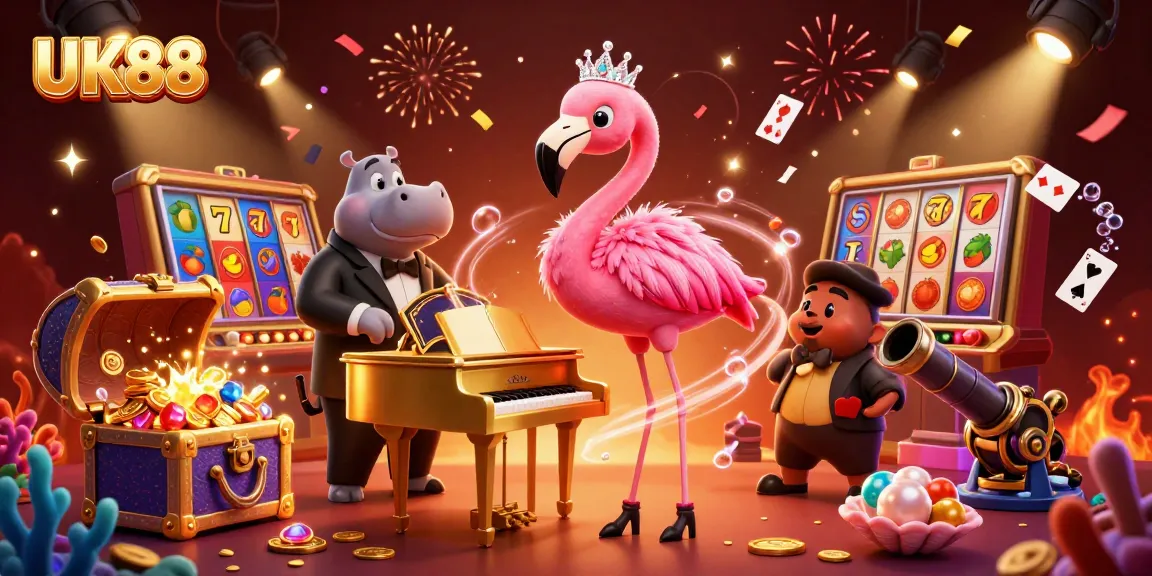 Spin the reels with UK88's vibrant casino experience featuring lively characters and rich game elements.