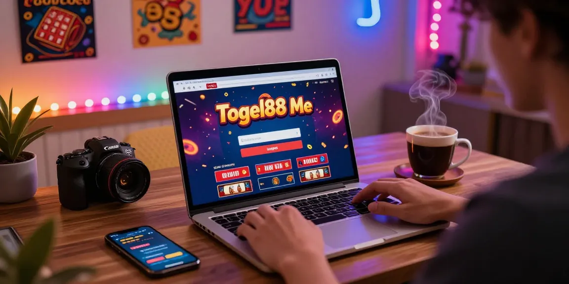 Togel88 Me Login user accessing colorful online betting options in a cozy home setup.