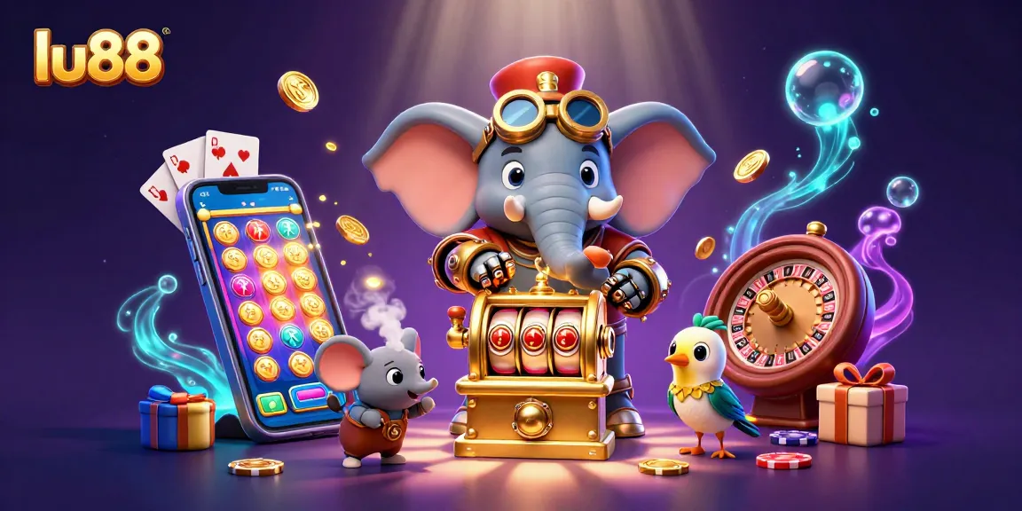 Experience thrilling gameplay with lu88's vibrant slot machine scene, featuring steampunk characters and dynamic casino action.