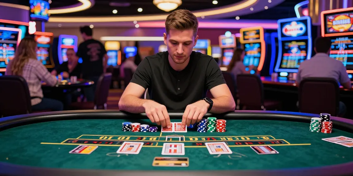 Player enjoying thrilling gameplay at online casinos that accept credit cards amidst vibrant casino atmosphere.