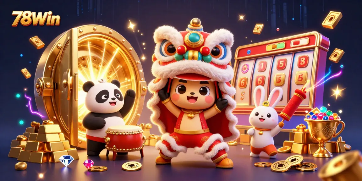 Experience thrilling gameplay at 78Win with vibrant illustrations of casino excitement and winning potential.