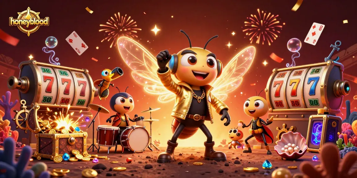 Experience the excitement of honeyblood at the slot gaming scene with dynamic characters and vibrant casino elements.