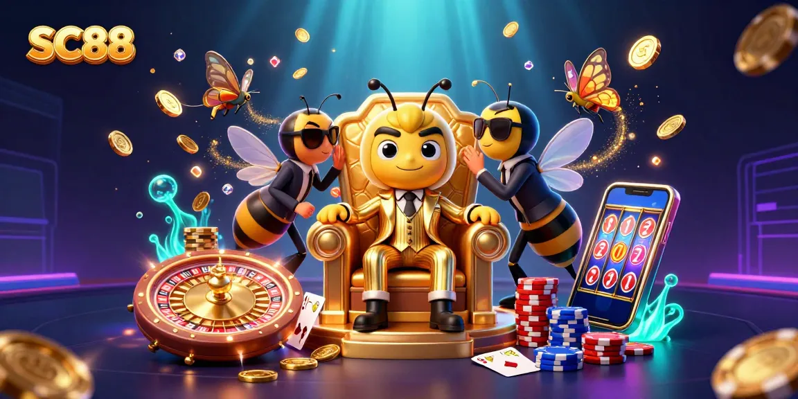 SC88 casino thrills come alive with a 3D cartoon mob boss and golden treasure in this lively illustration.