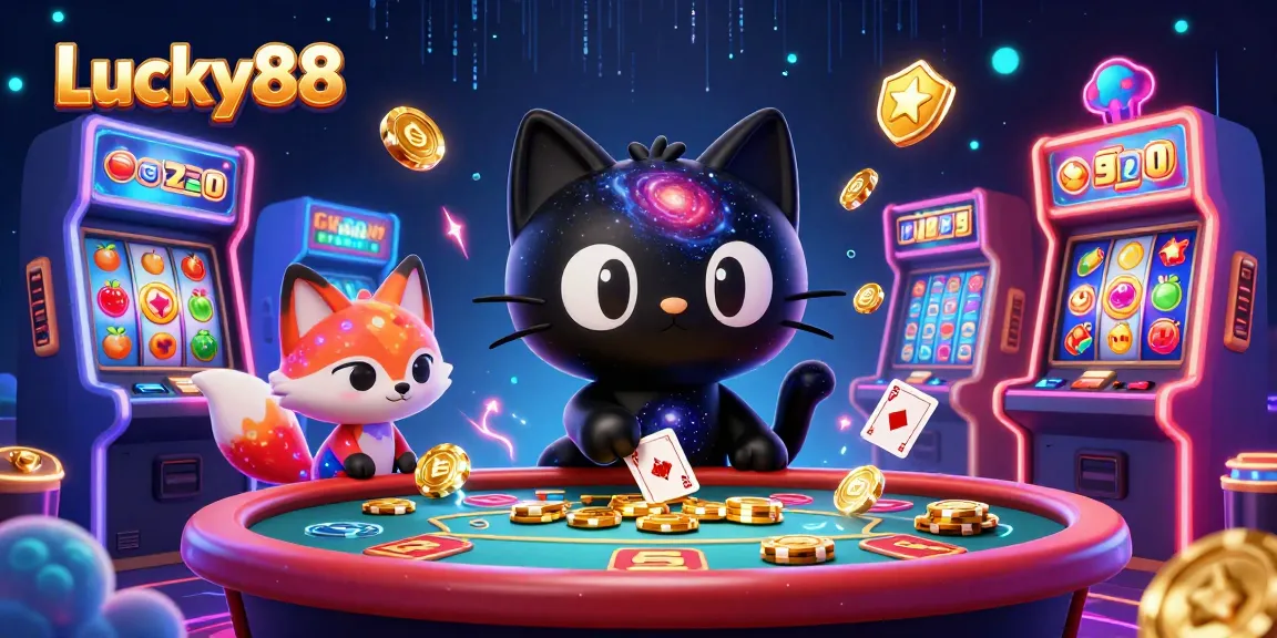 Experience thrilling excitement at Lucky88 with vibrant casino action and playful characters.