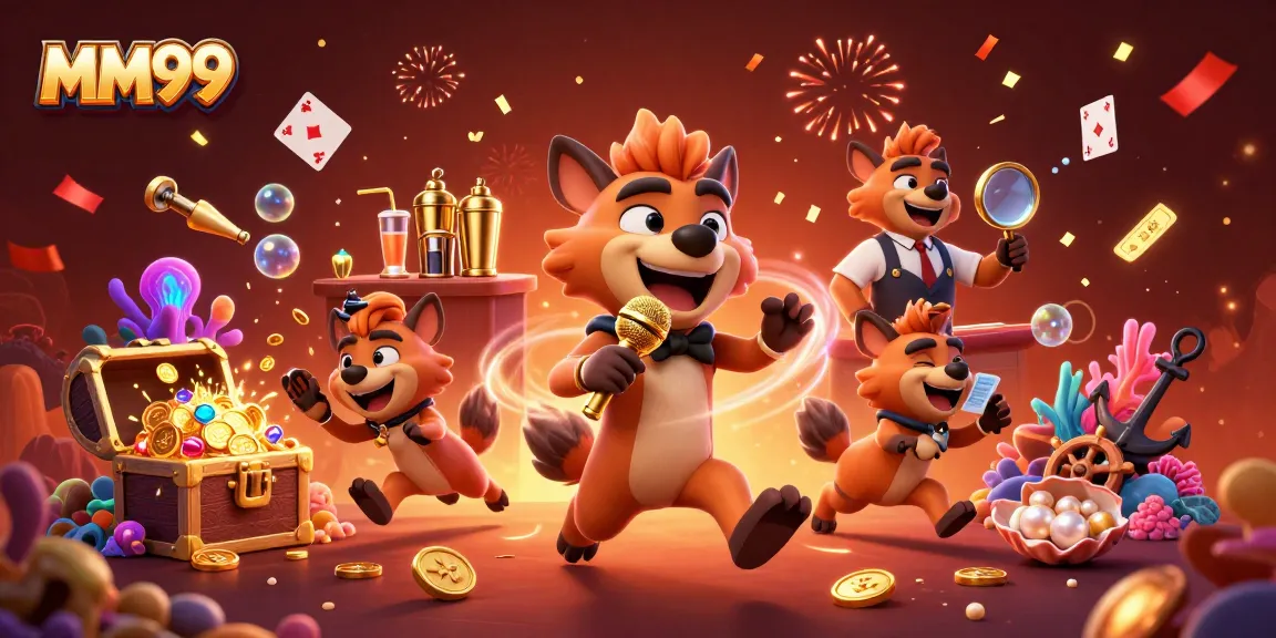Join the fun at MM99's vibrant casino scene with hyenas and exciting gambling elements!
