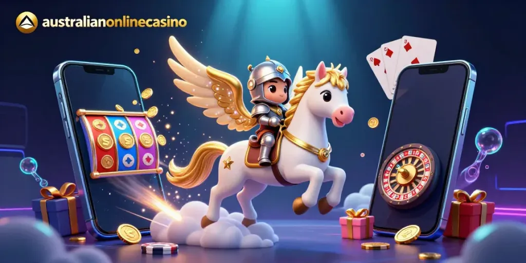 Experience fast, secure payments at australianonlinecasino with a magical horse and knight theme.