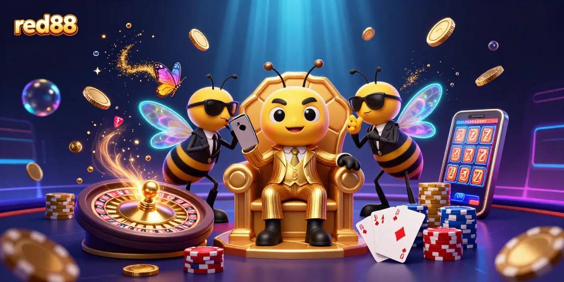 Engage in gaming strategies at red88 with a buzzing bumblebee mob boss and vibrant casino elements