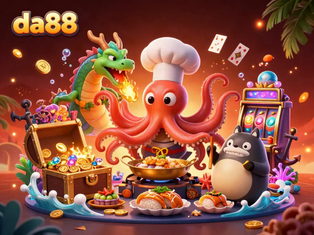 Experience thrilling gameplay at DA88 with vibrant characters and iconic casino elements.