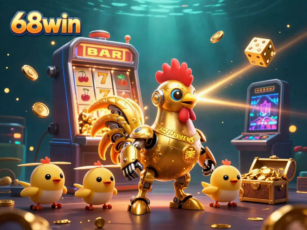 Experience the thrill of 68win with dynamic casino game elements and vibrant characters in a captivating 3D scene.
