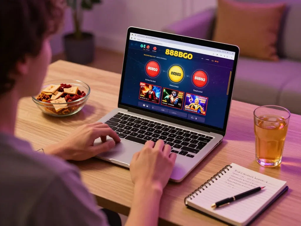 Engaging experience at 888bgo online casino featuring a player on a laptop.