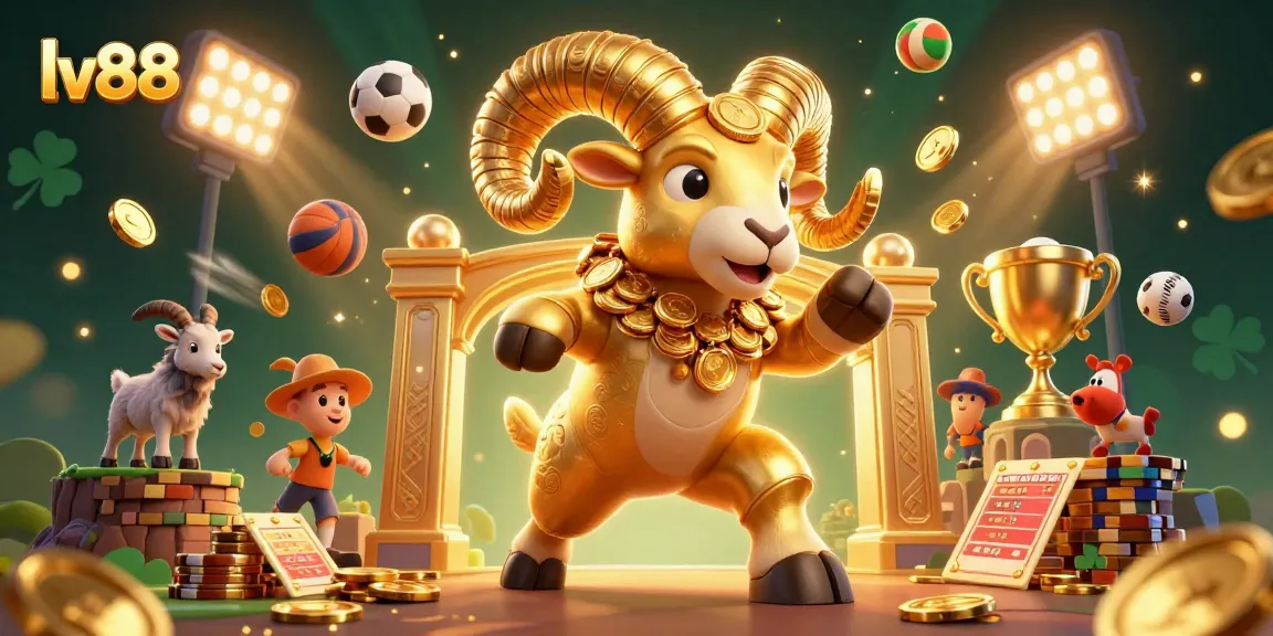 Experience thrilling sports action at lv88 with a golden ram charging ahead, rich in detail.