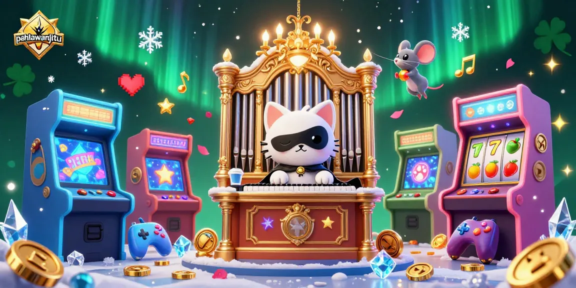 Pahlawanjitu embodies excitement with a gambling-themed 3D illustration showcasing casino elements and vibrant characters.