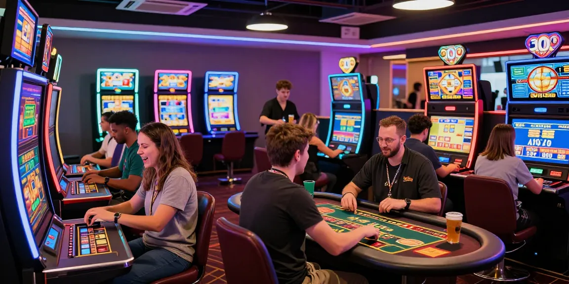 Engaging moment at credit card casinos at https://crownwoods.org.uk/ showcasing diverse players experiencing vibrant gaming environment.