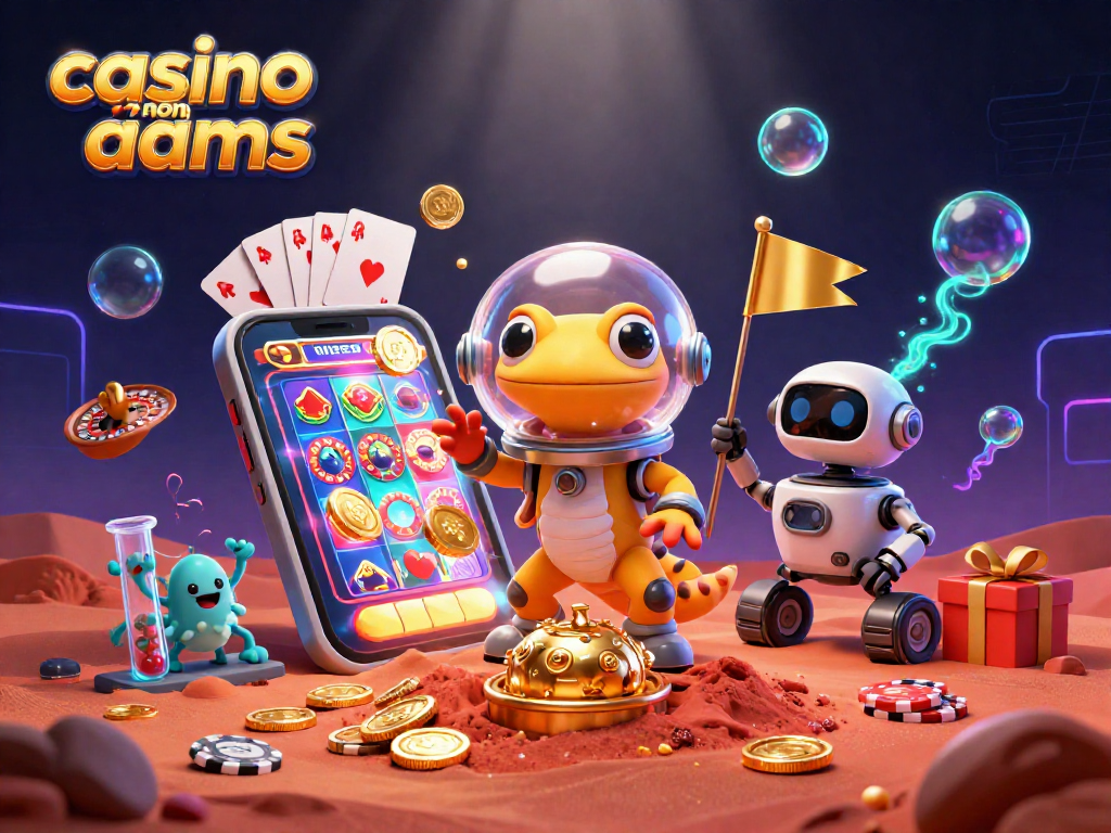 Gioco alle slot nel casino non aams con un gecko alieno e un robot in un'atmosfera futuristica.