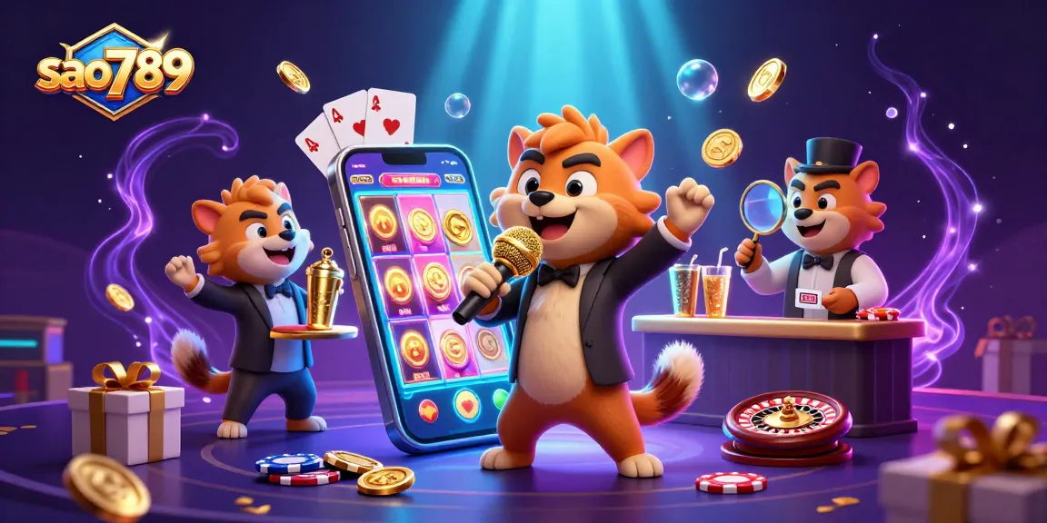 Sao789 brings excitement to life with hyenas running a lively casino club, showcasing vibrant games and thrilling fun.