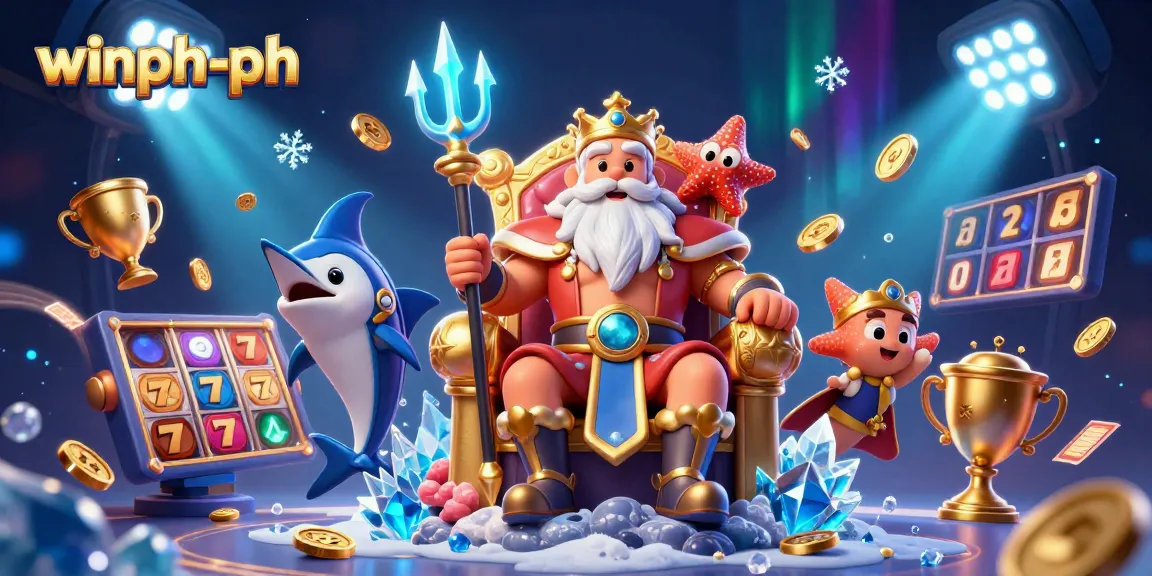 Experience excitement at winph-ph with Neptune in a vibrant 3D casino setting featuring slot machines and dynamic game elements.