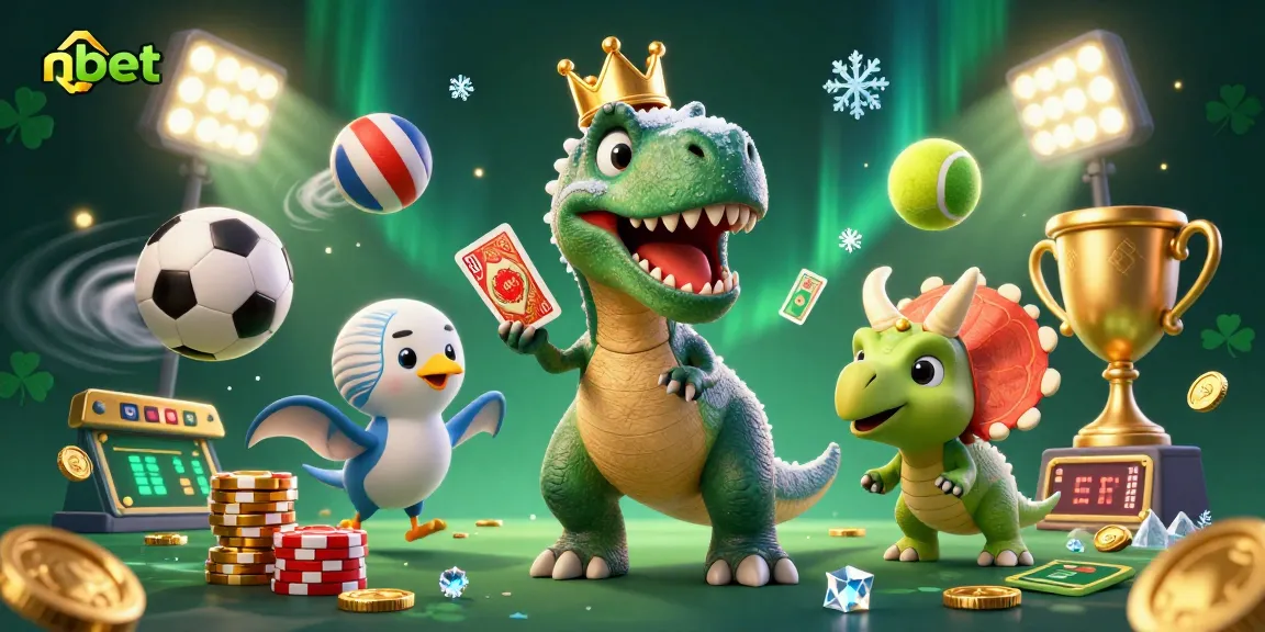 Bet on nbet with this vibrant illustration showcasing lively characters and dynamic casino elements.