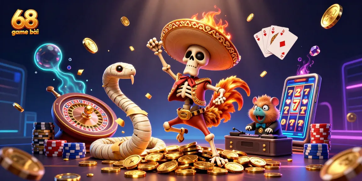 Engage with 68 game bài featuring an exciting victory dance celebrating wins in a vibrant casino atmosphere.