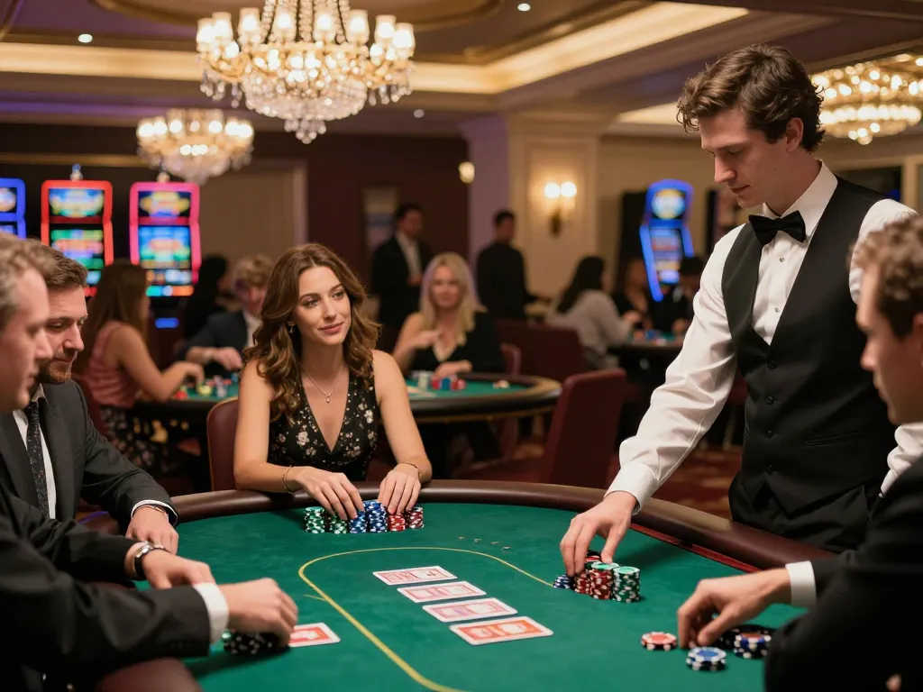 LIGA2000 poker game in an upscale casino, players engaged in strategic gameplay.