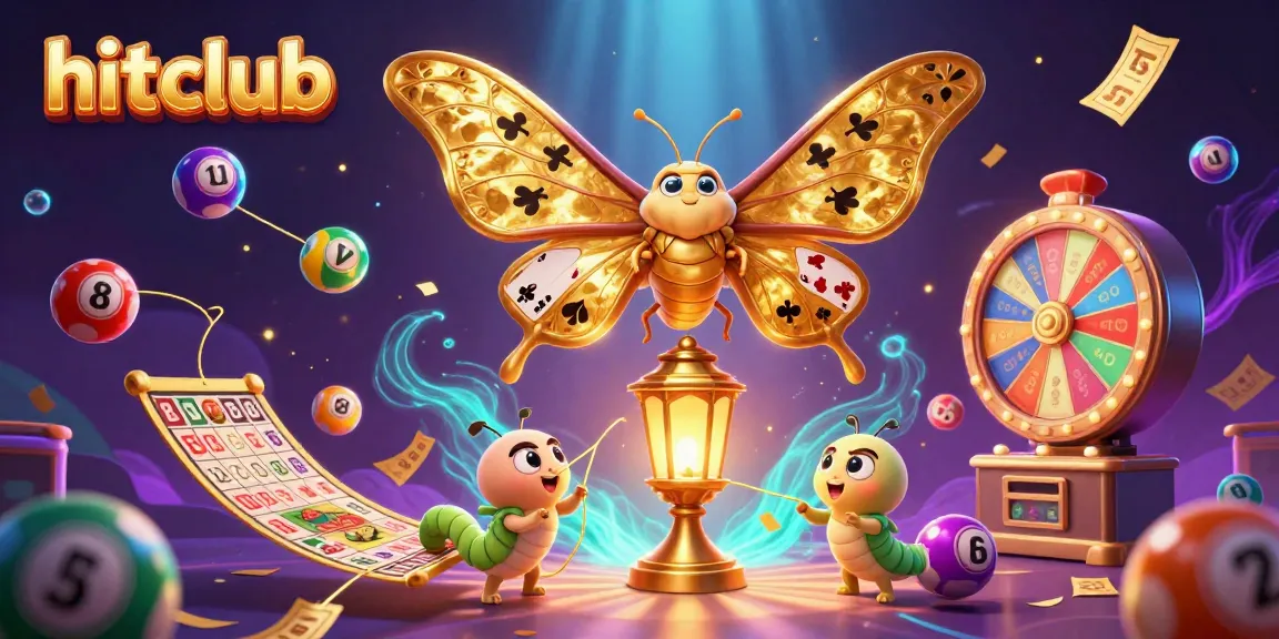 Experience winning excitement with hitclub in a vibrant casino-themed 3D illustration showcasing lottery balls and golden tickets.