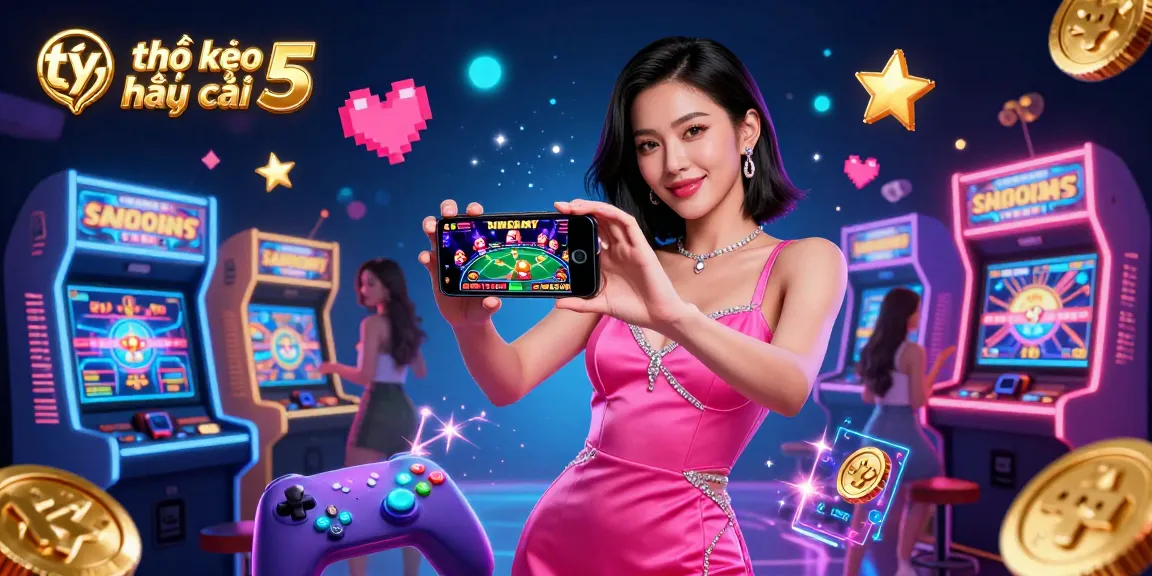 Experience the thrill with tỷ lệ kèo nhà cái 5 as it showcases a dynamic casino scene filled with vibrant game elements.