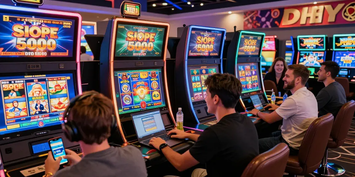Exciting gaming scene featuring slot depo 5000 players engaging online in a vibrant casino atmosphere