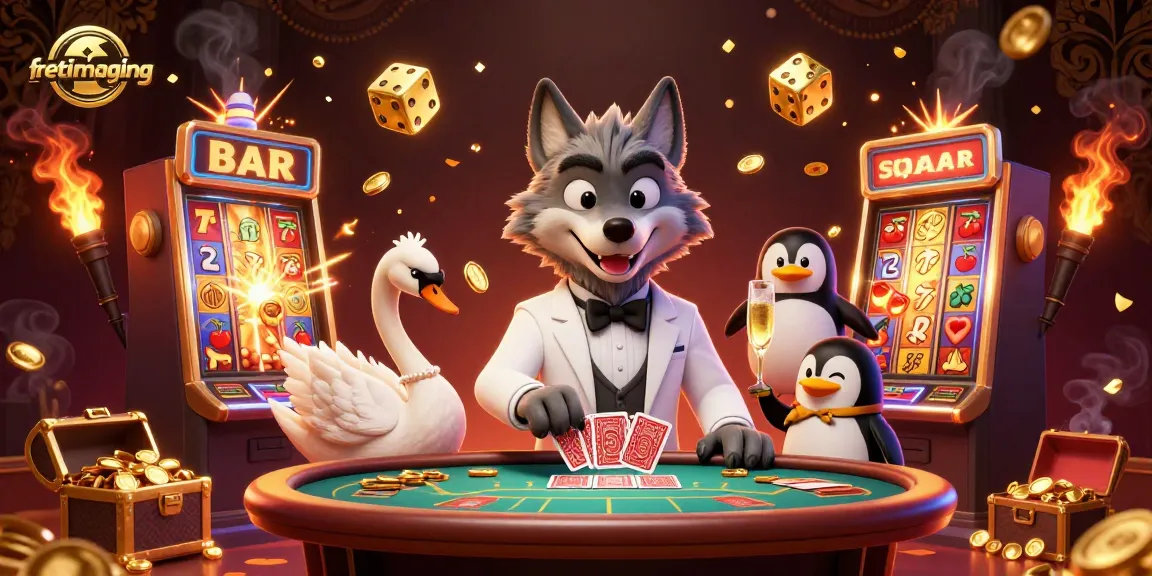 Experience the thrill of gambling at fretimaging with a 3D cartoon scene of animated casino characters.