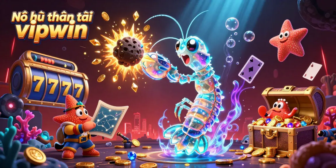 Nổ hũ thần tài vipwin showcases an exciting jackpot scene filled with coins and vibrant elements for players.