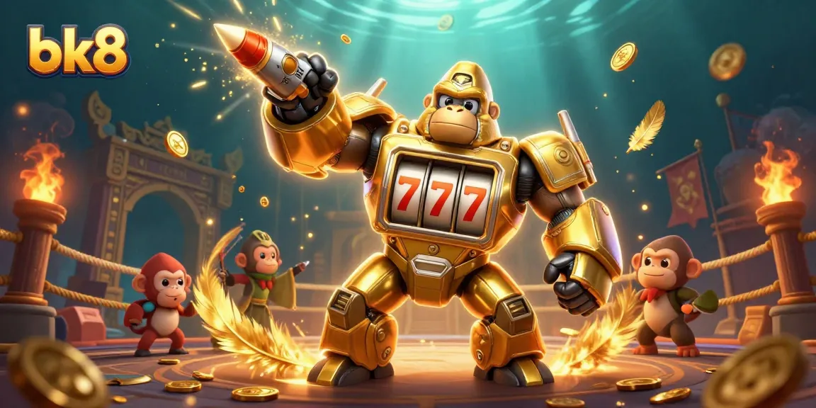 Engage with the exciting features of bk8 in a vibrant 3D casino illustration showcasing action-packed scenes.