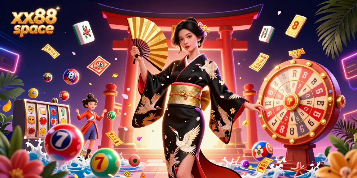 Experience exciting gameplay at xx88 space with vibrant casino elements and an elegant character.