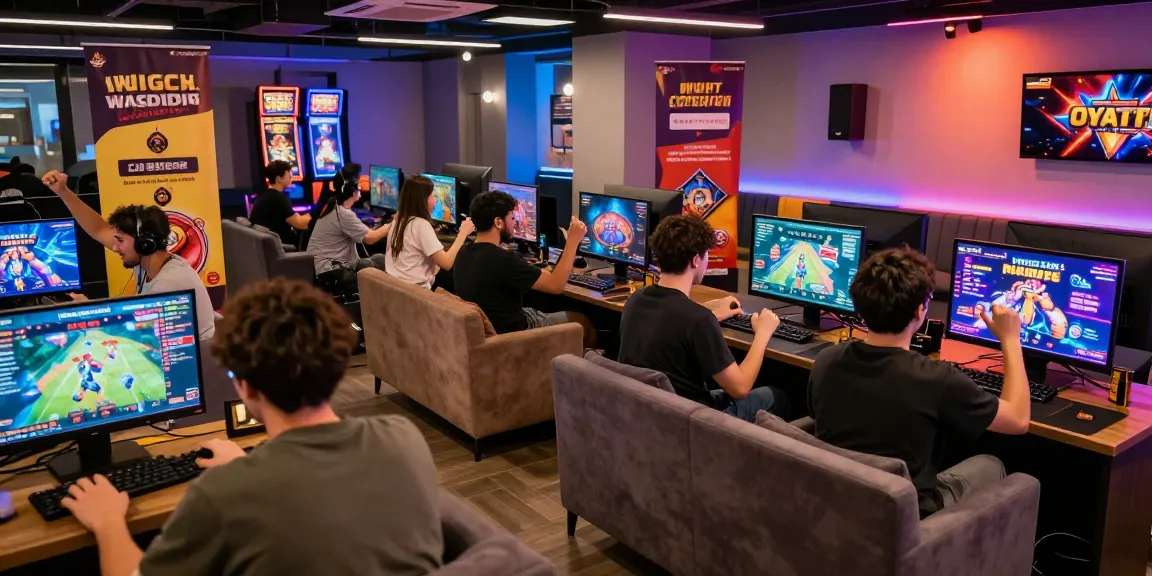 Exciting gaming atmosphere at https://gemwin.pics/ with diverse players enjoying card and slot games in a modern lounge.