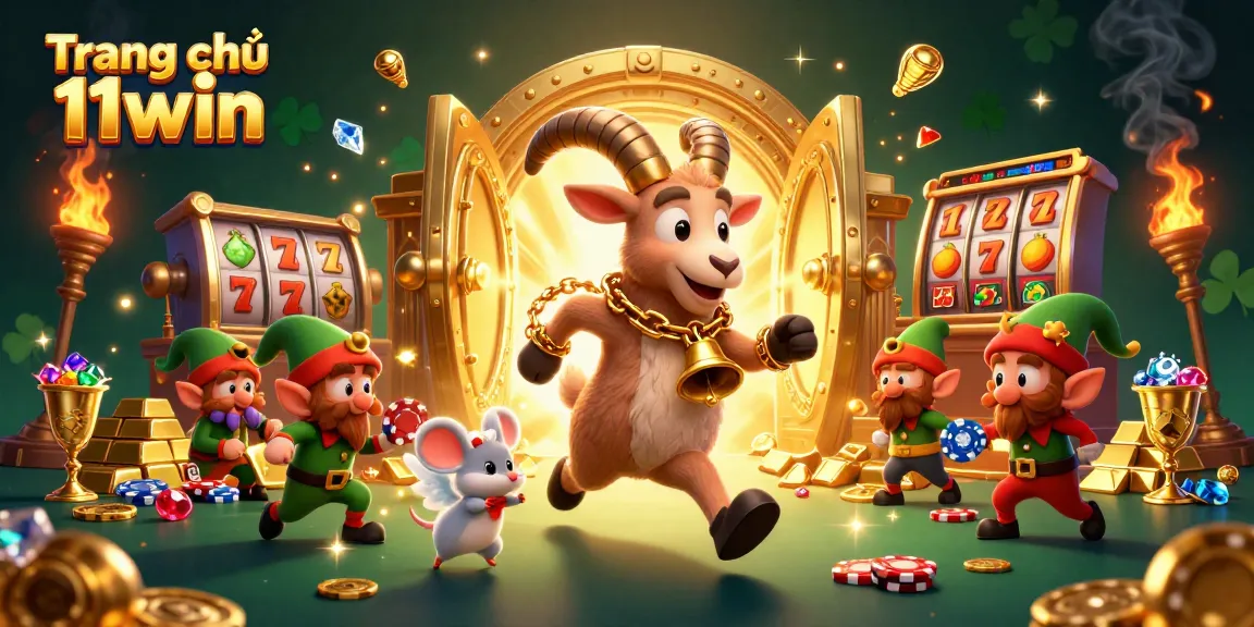 Experience the excitement at Trang chủ 11win with a lively casino scene filled with treasures and playful characters.