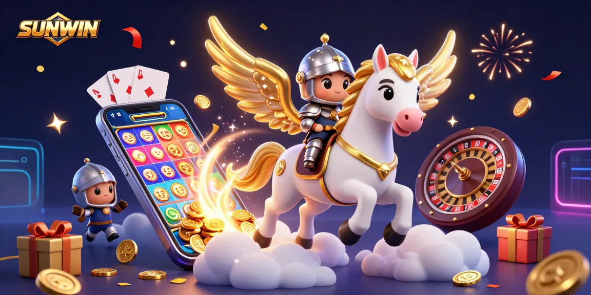 SUNWIN offers thrilling slot games with dynamic 3D elements and exciting visuals in this engaging digital illustration.
