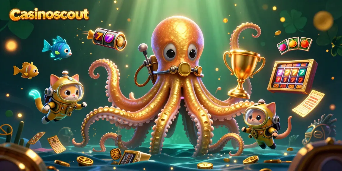 Experience casinoscout's thrilling online gaming action with vibrant slots and a captivating kraken.