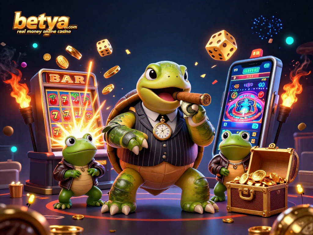 Win big at betya.com real money online casino with vibrant casino characters in action.
