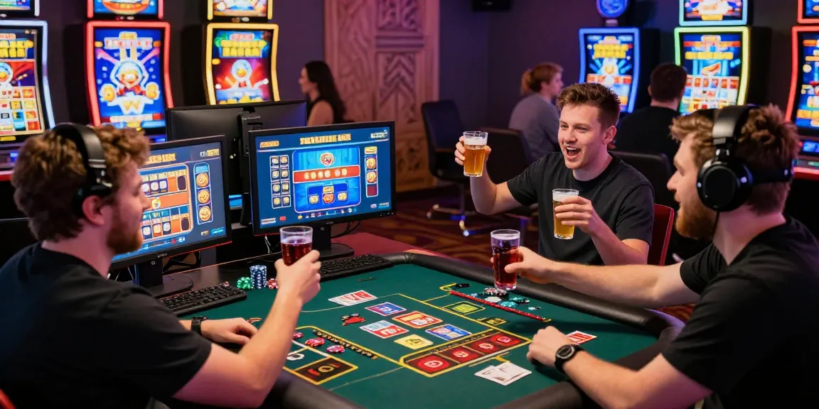 Excited players at credit card casinos UK enjoying vibrant online gaming experience