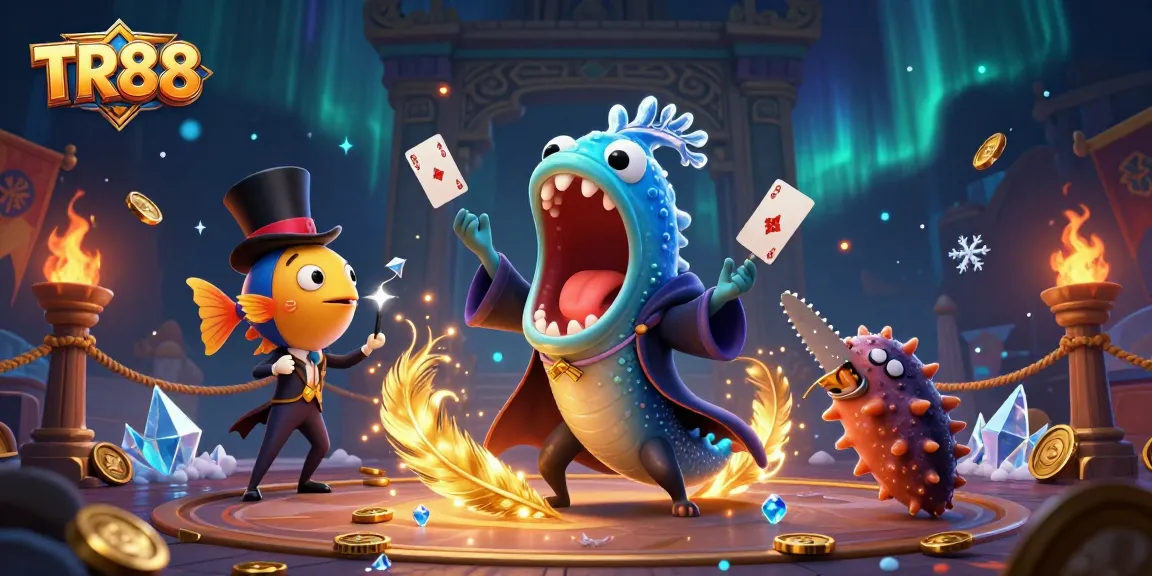 TR88's captivating deep-sea magic act showcases gambling excitement in an underwater casino illustration.