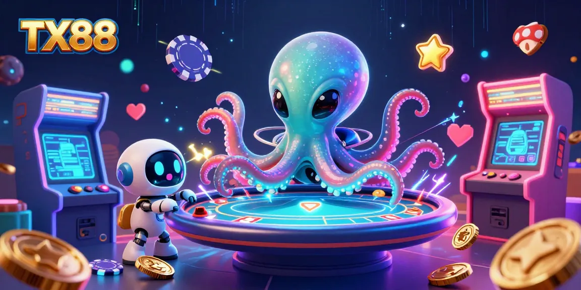 TX88 showcases a thrilling alien octopus poker scene with animated elements and vibrant casino graphics.