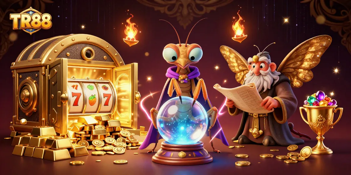 Experience fortune at TR88 as a praying mantis fortune teller unveils secrets among wealth and gaming.