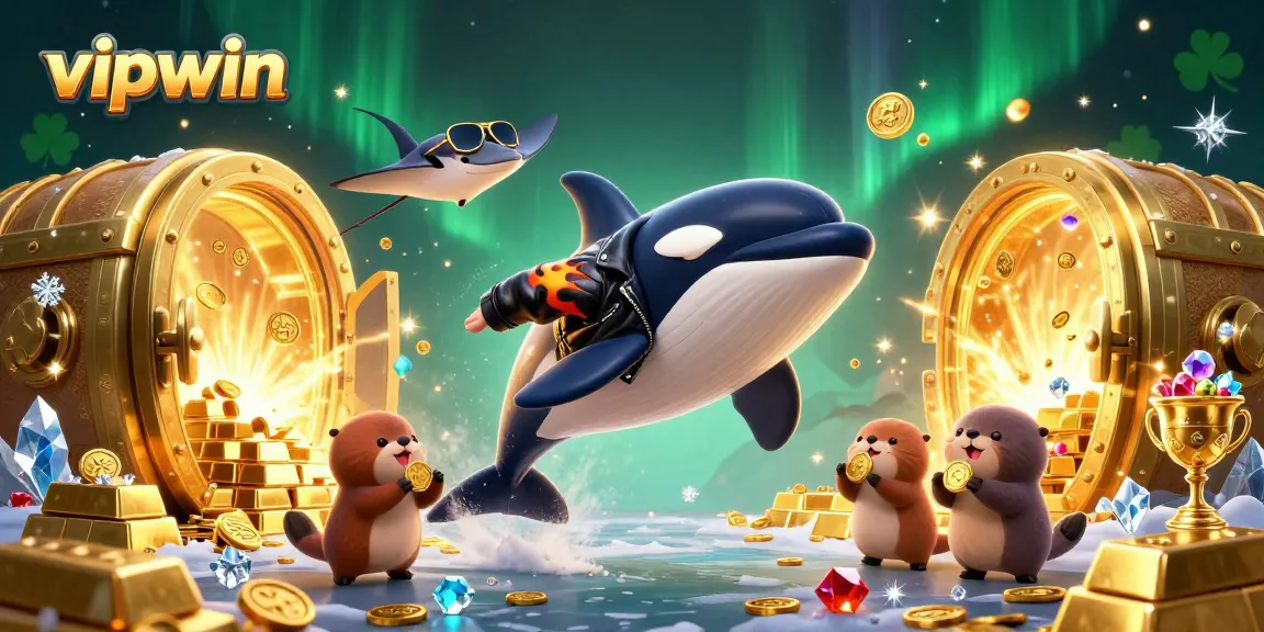 Join the excitement at vipwin with dynamic scenes of gambling and treasure, highlighting winning potential.